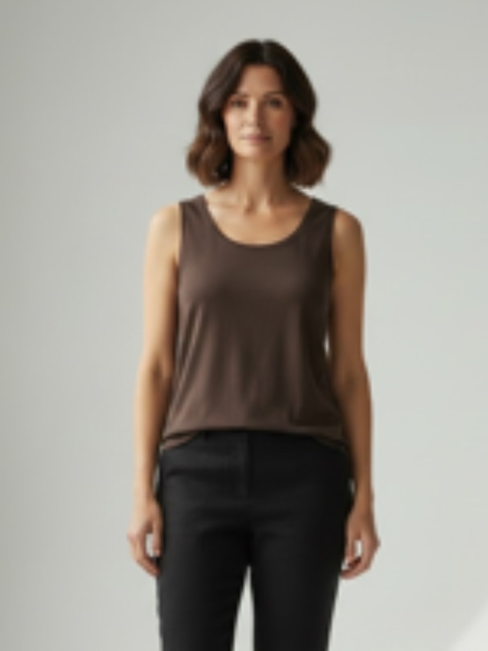 Chico's Deep Chocolate Sleeveless Scoop Neck Tank Top Size 2
